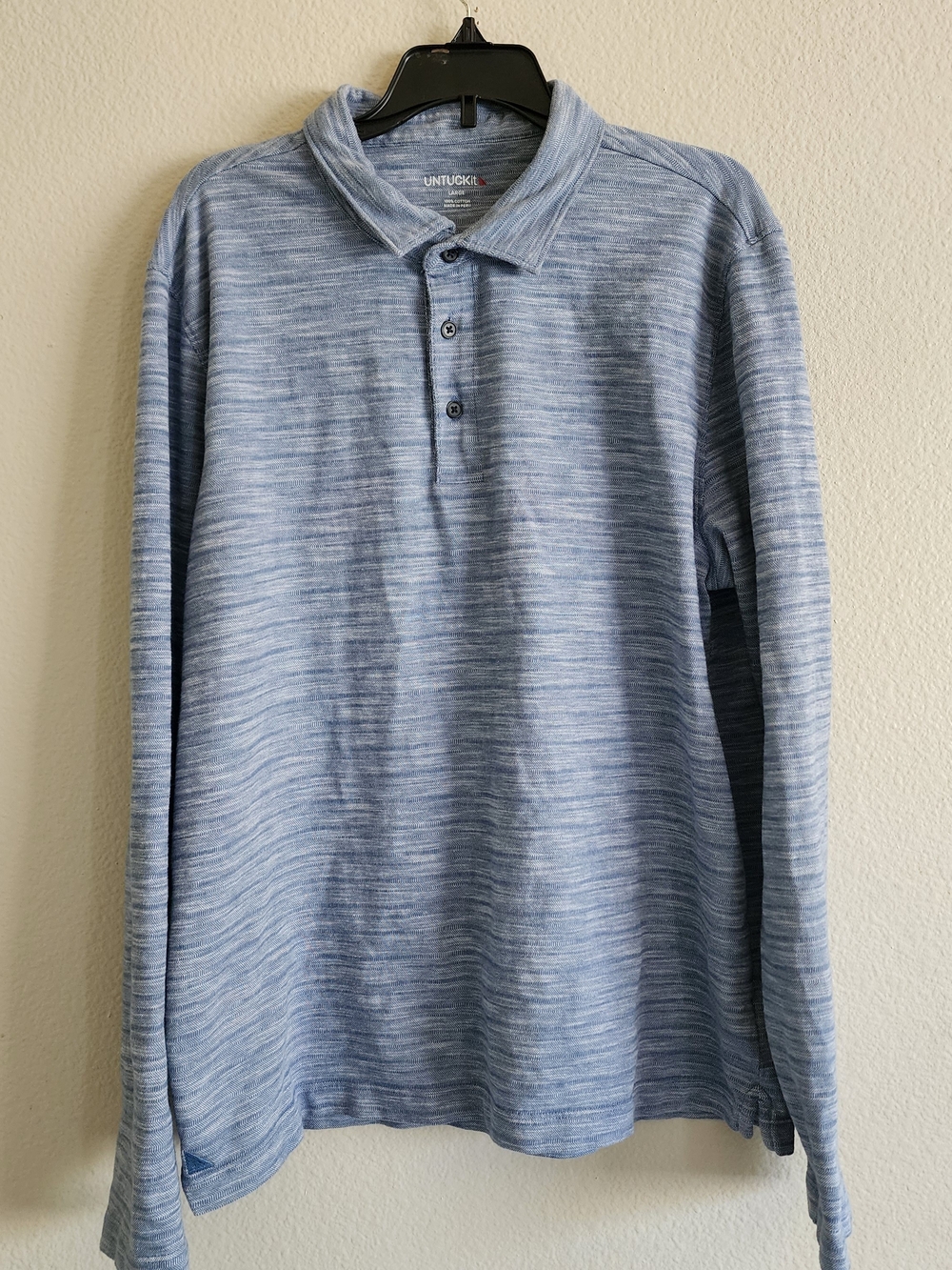 UNTUCKit Mollard Long Sleeve Polo Blue